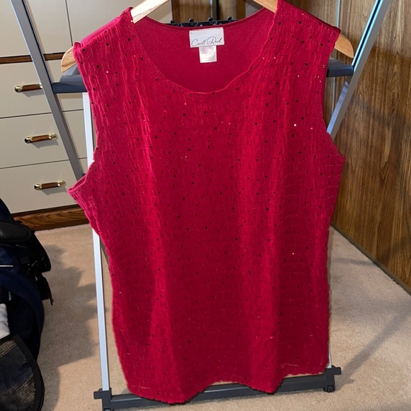Red sequins XL sleeveless blouse - Picture 1 of 4